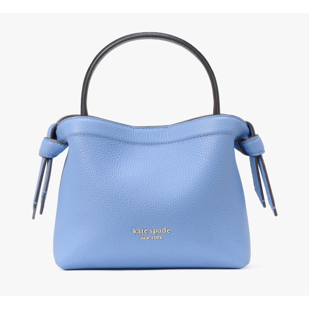 New Kate Spade Knott Colorblocked Mini Crossbody Tote Pebble Leather Genie Blue